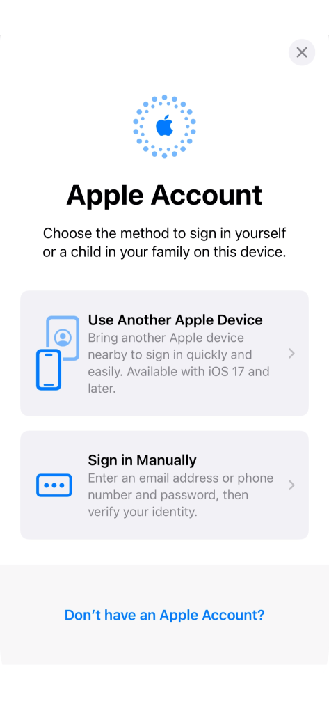 Enter Apple ID